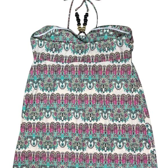 Cato NWT Plus Tropical Escape Fuchsia Rose Beaded Strapless Halter Maxi Dress - Picture 5 of 8